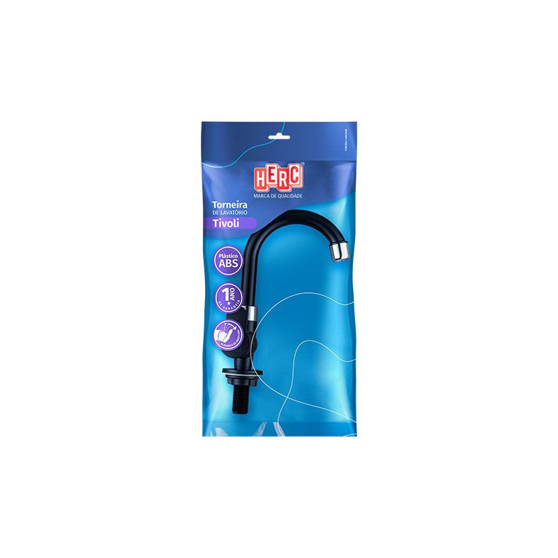 TORNEIRA ABS DE MESA BICA MOVEL LAVATORIO ALAVANCA COM AREJADOR FIXO PRETA/CROMADA BLISTER HERC TORNEIRA ABS DE MESA BICA MOVEL LAVATORIO ALAVANCA COM AREJADOR FIXO PRETA/CROMADA BLISTER HERC