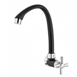 TORNEIRA PARA COZINHA DE PAREDE BICA MOVEL 1/2 - 3/4 CROSS PRETO / CROMADO TIGRE