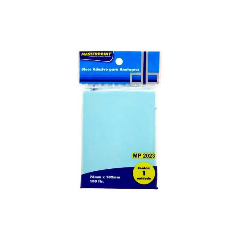 BLOCO ADESIVO ANOTACAO MP2023-76MMX102MM AZUL COM 100 FOLHAS MASTERPRINT BLOCO ADESIVO ANOTACAO MP2023-76MMX102MM AZUL COM 100 FOLHAS MASTERPRINT