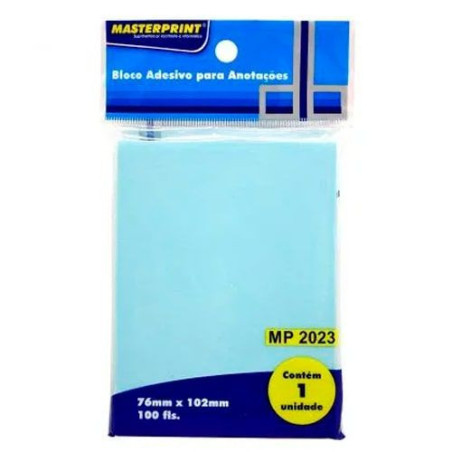 BLOCO ADESIVO ANOTACAO MP2023-76MMX102MM AZUL COM 100 FOLHAS MASTERPRINT