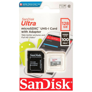 Cartão de Memória Sandisk 128 GB Micro SDXC Classe 10 Ultra - SDSQUNR-128G-GN3MA