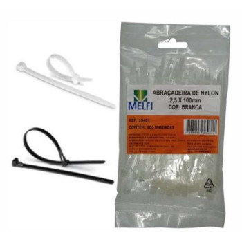 ABRAÇADEIRA DE NYLON 400X4,8 NATURAL C/100 MELFI