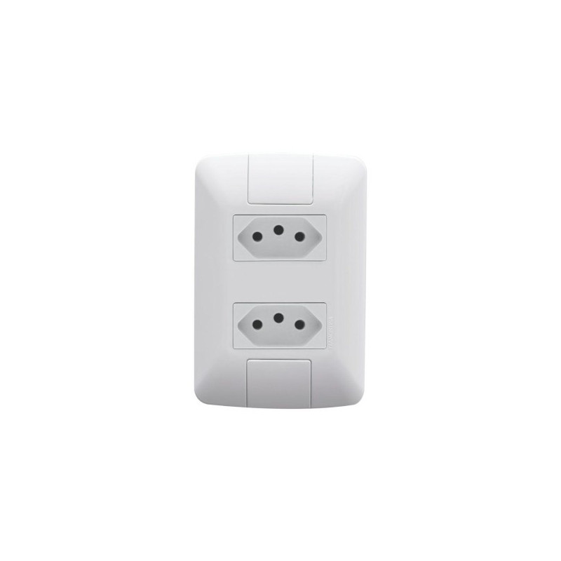 TOMADA DUPLA 2P+T ARIA 20A HORIZONTAL BRANCO TRAMONTINA