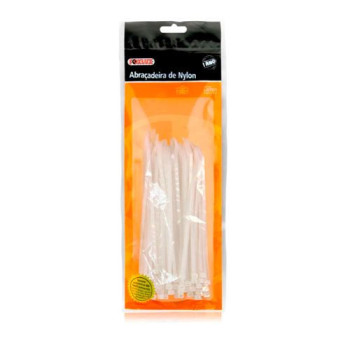 ABRAÇADEIRA DE NYLON 200 X 3,5MM BRANCA C/100 FOXLUX