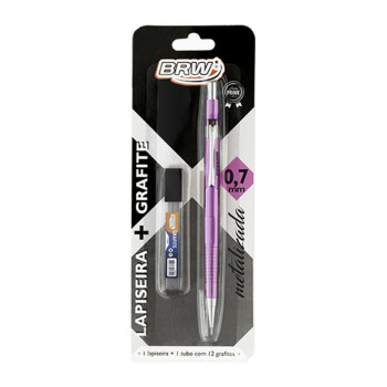 Lapiseira Técnica 0.7mm Metálica Rosa Brw - com Grafite - LP0706