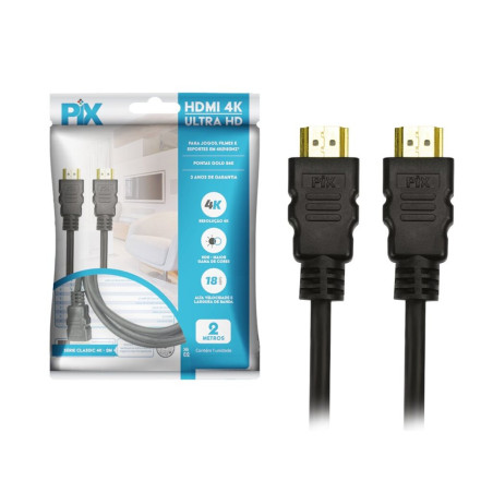 Cabo HDMI Macho x Macho 2.0 4K HDR 19 Pinos 2,0 Metros PIX - 018-2222