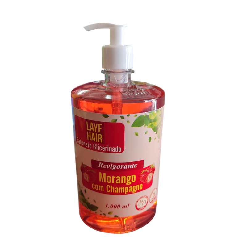 SABONETE LIQUIDO MORANGO COM CHAMPAGNE 1 LITRO - LAYF HAIR
