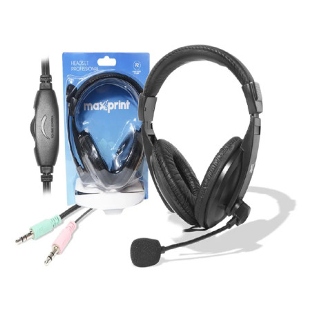 Fone de Ouvido Headset com Microfone com Plug P2 Preto Maxprint - 6011444