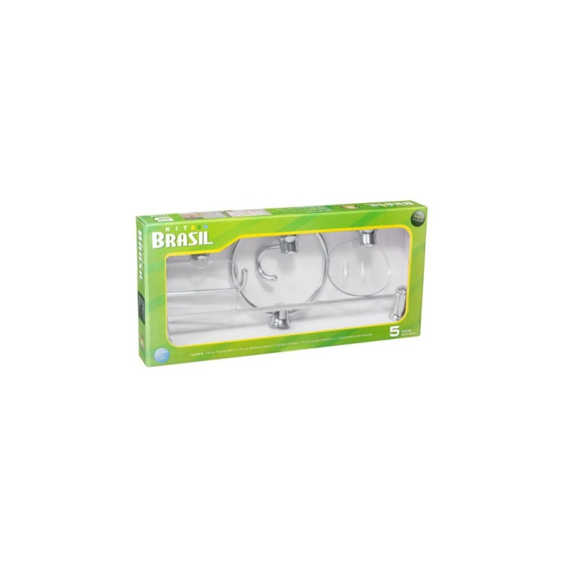 KIT BANHEIRO ABS CROMADO 5 PCS BRASIL