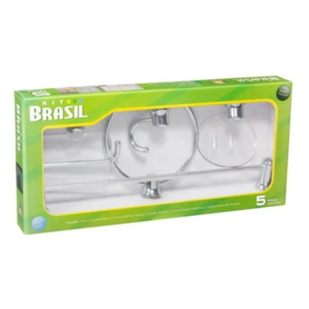 KIT BANHEIRO ABS CROMADO 5 PCS BRASIL
