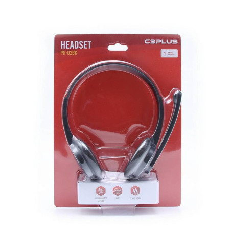 Fone de Ouvido Headset com Microfone Conexão P2 Preto C3Plus - PH-02BK