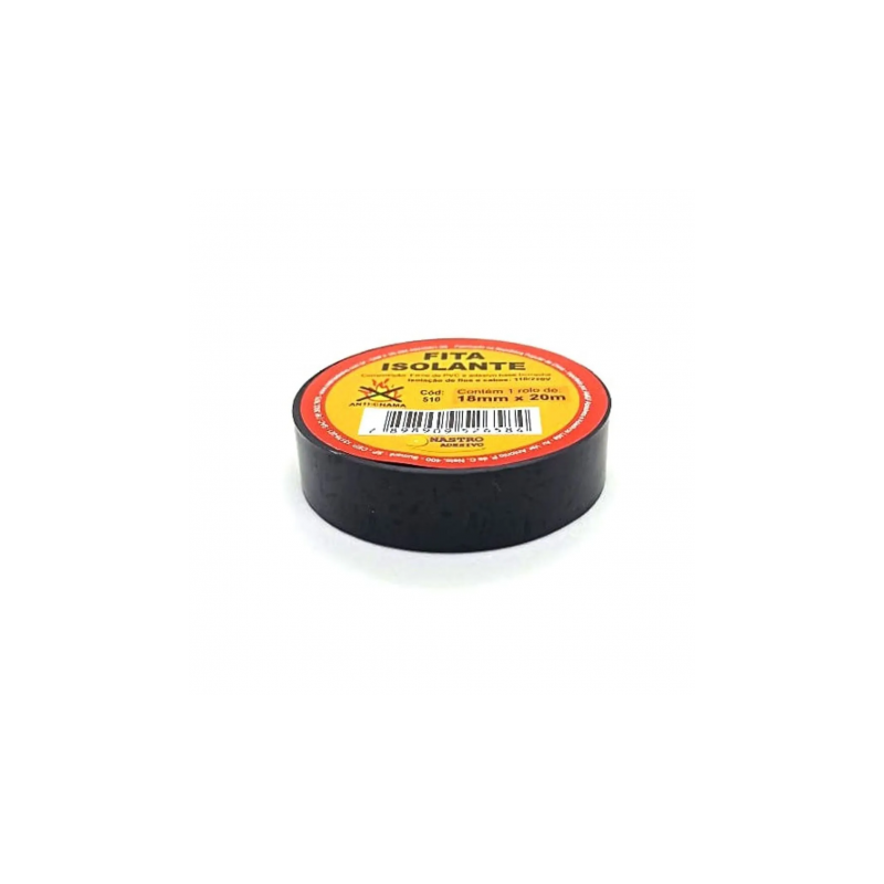 FITA ISOLANTE 18MM X 20M PRETA COD510 - NASTRO FITA ISOLANTE 18MM X 20M PRETA COD510 - NASTRO
