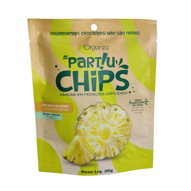 PARTIU - CHIPS LIOFILIZADO ABACAXI 20GR - ORGANZA PARTIU - CHIPS LIOFILIZADO ABACAXI 20GR - ORGANZA