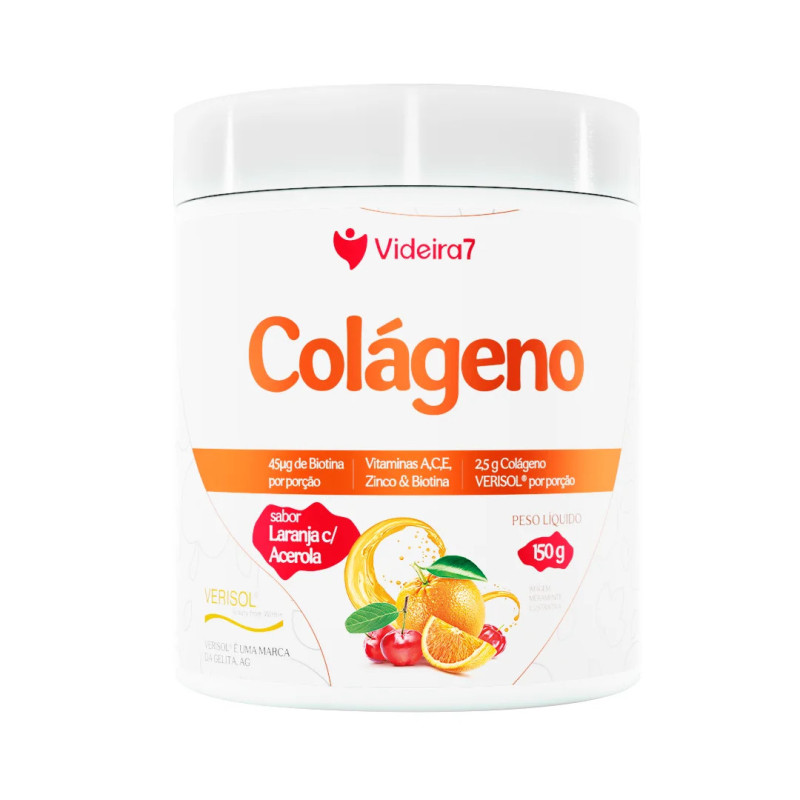 Colágeno Verisol com Vitaminas e Minerais - Sabor Laranja com Acerola 150g - VIDEIRA7 Colágeno Verisol com Vitaminas e Minerais - Sabor Laranja com Acerola 150g - VIDEIRA7