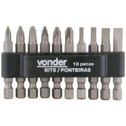 KIT BITS/PONTEIRA 10PCS CRV ENC 1/4 VONDER