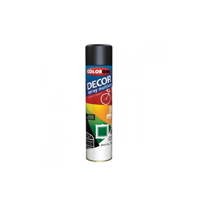TINTA SPRAY PRETO BRILHANTE DECOR 360ML COLORGIN TINTA SPRAY PRETO BRILHANTE DECOR 360ML COLORGIN