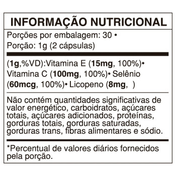 LICOPENO 8 MG C/VIT. E, C E SELENIO 60 CAPS - VIDEIRA 7