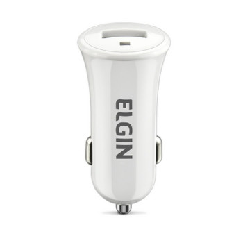 Carregador de Celular Veicular com 1 Porta USB 1.0A Branco - Elgin - 46RCV1USB000