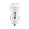Carregador de Celular Veicular com 1 Porta USB 1.0A Branco - Elgin - 46RCV1USB000