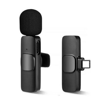 Microfone de Lapela sem Fio para Smartphone Type-C Preto - K9 - TC-F2-A