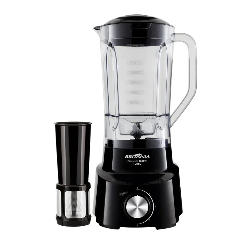 Liquidificador Britânia Diamante com Filtro - 4 Velocidades + Pulsar, 1050W, Preto, 110V Liquidificador Britânia Diamante com Filtro - 4 Velocidades + Pulsar, 1050W, Preto, 110V