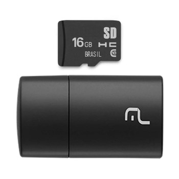 Cartão de Memória Multilaser 16 GB Micro SD+USB Adaptador Classe 10 - MC162