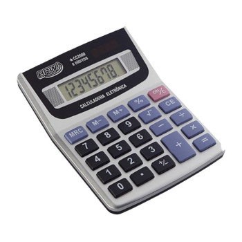 Calculadora Eletrônica de Mesa 8 Dígitos Cinza BRW - Unitário - CC2000