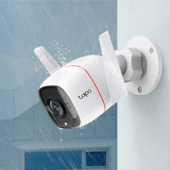 Câmera CFTV Wi-Fi Tp-Link Externa TC65 Tapo 3MP IR30 com Áudio e Slot para microSD - Compatível com Google assistant e Alexa