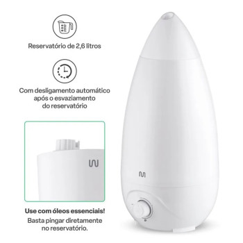 Umidificador de Ar Multilaser Easy Air Bivolt 2,6 Litros Branco - HC118