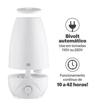 Umidificador de Ar Multilaser Easy Air Bivolt 2,6 Litros Branco - HC118