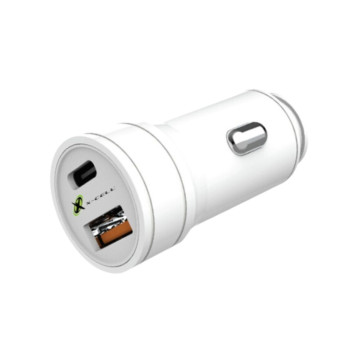 Carregador de Celular Veicular com 2 Portas USB-C/USB-A 60W Branco - X-Cell - XC-V16USB-B