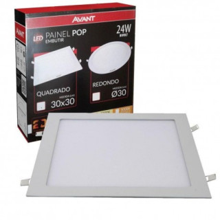 PLAFON PARA EMB. QUAD. LED 24W 30CM BRANCO BIVOLT 6400K POP AVANT