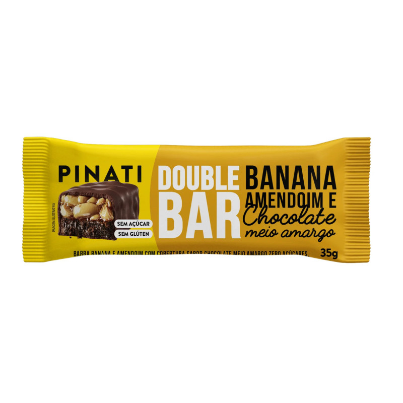 PINATI DOUBLE BAR BANANA AMENDOIM E CHOCOLATE 35g PINATI DOUBLE BAR BANANA AMENDOIM E CHOCOLATE 35g