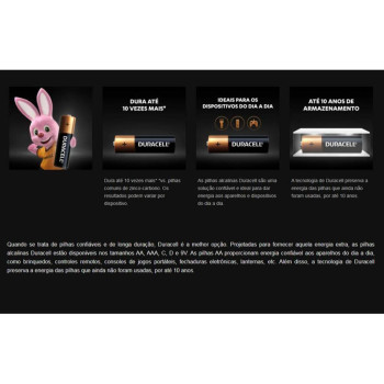 Pilha Alcalina AA Duracell - MN1500B2/6413 - Blister com 2 Pilhas