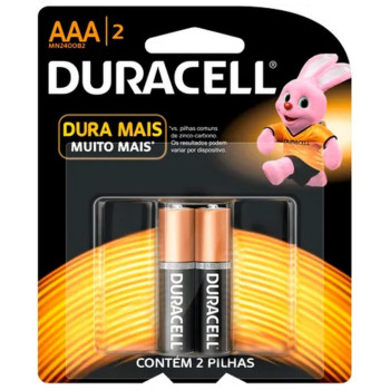 Pilha Alcalina AAA Duracell - MN2400B2 - Blister com 2 Pilhas