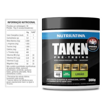 PRE-TREINO TAKEN LIMAO Nutrilatina 300g
