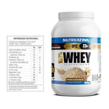 WHEY PROTEIN CONCENTRADO BAUNILHA NUTRILATINA 900g