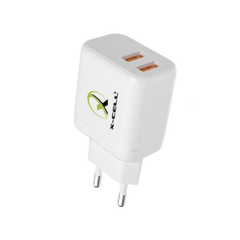 Carregador de Celular Parede com 2 Portas USB 3.0A 25W Bivolt Branco - X-Cell - XC-UR74B Carregador de Celular Parede com 2 Portas USB 3.0A 25W Bivolt Branco - X-Cell - XC-UR74B