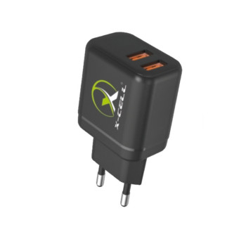 Carregador de Celular Parede com 2 Portas USB 3.0A 25W Bivolt Preto - X-Cell - XC-UR74P
