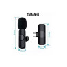 Microfone de Lapela Duplo sem Fio para Smartphone Type-C Preto - K9 - TC-F3