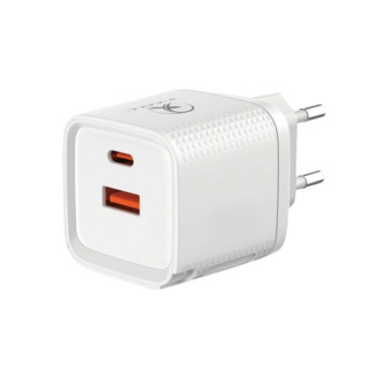 Carregador de Celular Parede com 2 Portas USB-A/USB-C 3.0A 45W GaN Bivolt Branco X-Cell - XC-UR54B