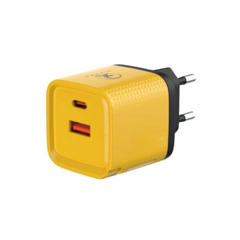 Carregador de Celular Parede com 2 Portas USB-A/USB-C 3.0A 45W GaN Bivolt Amarelo X-Cell - XC-UR54A