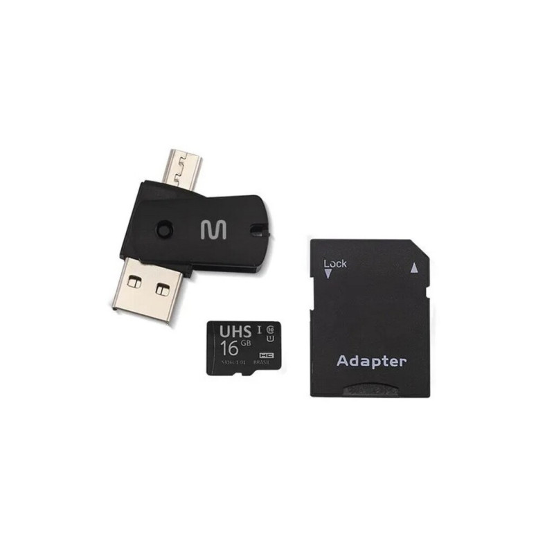 Cartão de Memória Multilaser 16 GB Micro Ultra High Speed SD+USB+OTG Adaptador - MC150 Cartão de Memória Multilaser 16 GB Micro Ultra High Speed SD+USB+OTG Adaptador - MC150