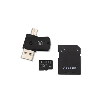 Cartão de Memória Multilaser 16 GB Micro Ultra High Speed SD+USB+OTG Adaptador - MC150