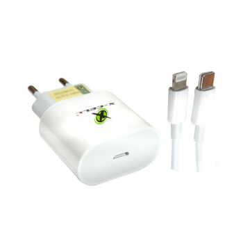 Carregador de Celular Parede com 1 Porta Type-C 6.0A 30W Ultra Rápido Bivolt Branco com Cabo Lightning 8P - X-Cell - XC-UR29