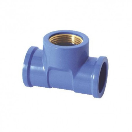 TEE AZUL C/BUCHA LATÃO 25MM X 1/2" (0506) KRONA