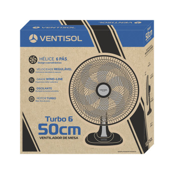 Ventilador de Mesa Ventisol 50CM 127 Volts 135 Watts 6 Pás Preto/Bronze - 7938