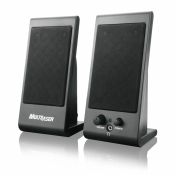 Caixa de Som Multilaser Flat 2.0 Canais 3W RMS Preto USB - SP009