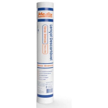 Lençol em Rolo Descartável Fibras Brancas 70cm X 50m Unidade - Medix
