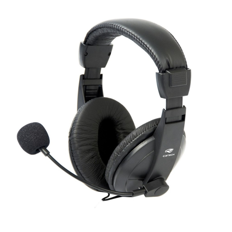 Fone de Ouvido Headset com Microfone com Plug P2 Preto Voicer Comfort C3Tech - PH-60BK